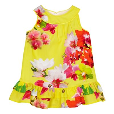 Baby girl's yellow floral print dress